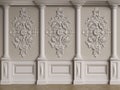 Classic interior wall with mouldings