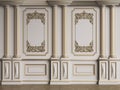 Classic interior wall with mouldings