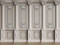 Classic interior wall with mouldings