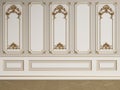 Classic interior wall with mouldings