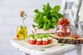 Classic Italian Caprese Canapes Salad With Tomatoes, Mozzarella And Fresh Basil Royalty Free Stock Photo