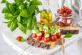 Classic Italian Caprese Canapes Salad With Tomatoes, Mozzarella And Fresh Basil Royalty Free Stock Photo