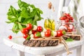 Classic Italian Caprese Canapes Salad With Tomatoes, Mozzarella And Fresh Basil Royalty Free Stock Photo