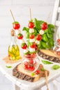 Classic Italian Caprese Canapes Salad With Tomatoes, Mozzarella And Fresh Basil Royalty Free Stock Photo