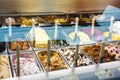 Classic italian gourmet gelato gelatto ice cream display in shop