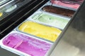Classic italian gourmet gelato gelatto ice cream display in shop Royalty Free Stock Photo
