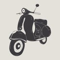 Classic italian retro Scooter silhouette. Side view.