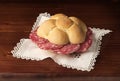 Classic Italian sandwich with salami Royalty Free Stock Photo