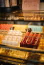 Classic italian shop gourmet gelatto ice cream glass display Royalty Free Stock Photo