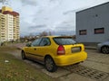 Classic Japanese sport car yellow Honda Civic 1.4i S parked