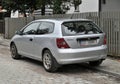 Classic old veteran Japanese small compact car silver grey Honda Civic parked Royalty Free Stock Photo