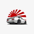 Classic JDM Drift Car Vector Illustration. Japanese Sport Car Vector. Best for Automotive Tshirt Design