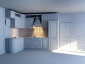 Classic kitchen cabinets in new interior