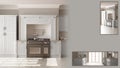 Classic kitchen presentation with copy space and details closeup, architect interior designer concept idea, sample text