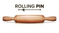 Realistic Rolling Pin Vector. Cooking Equipment. Isolated On White Background Illustration
