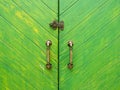 classic knob with green wood door Royalty Free Stock Photo