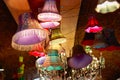 Classic lamp shades on display at Camden market, London