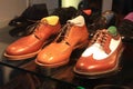 Classic leather shoes in a shop