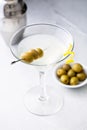 Classic lemon drop martini with olives and lemon Royalty Free Stock Photo