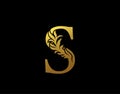 Classic Letter S Icon. Luxury Gold alphabet arts logo. Vintage Alphabetical Icon for book design, brand name, stamp, Restaurant,