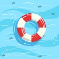 Classic Life Preserver Ring Buoy With Blue Sea Water On Background Royalty Free Stock Photo