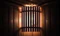 Classic light be hind wood rack in sauna room Royalty Free Stock Photo