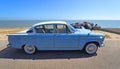 Classic Light Blue Hillman Super Minx Motor Car Parked on Seafront Promenade.