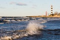 Classic lighthouse at the coastline Royalty Free Stock Photo