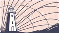 Classic Lighthouse with Radiating Light Rays at Dawn, vector design Generative AI Royalty Free Stock Photo