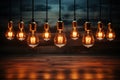 Classic lights, teamwork theme - leadership, innovation - wood background