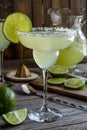 Classic Lime Margarita Drinks Royalty Free Stock Photo