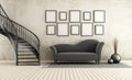 Classic living room with circular staircase Royalty Free Stock Photo