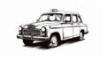 Classic London Taxi: Hand Drawn Soviet Realism Graphic Novel Sketches