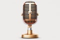 Classic looking gold microphone 3d render on a white backdrop Royalty Free Stock Photo