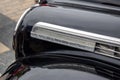 Classic Luxury car, retro automobile 1938 Opel Admiral in black color. Close up emblem Opel Admiral, old car event
