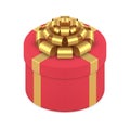 Classic luxury romantic Christmas wrapped red gift box with metallic golden bow ribbon 3d vector Royalty Free Stock Photo