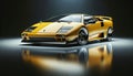 A classic luxury sports car LAMBORGHINI DIABLO GTR painted in a vibrant yellow