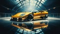 A classic luxury sports car LAMBORGHINI DIABLO GTR painted in a vibrant yellow