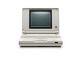 Vintage apple macintosh computer with integrated screen and keyboard on a white background Royalty Free Stock Photo