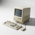 Vintage macintosh computer and keyboard on white background Royalty Free Stock Photo