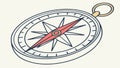 Classic Magnetic Compass Icon, Navigation Tool, Adventure Essential, vector design Generative AI Royalty Free Stock Photo