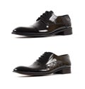 Classic male black leather shoe isolated on a white Royalty Free Stock Photo