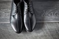 Classic male black leather shoes