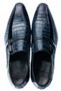 Classic male blue leather shoes isolated on a white