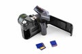 Classic manual camera with film and memory cards Royalty Free Stock Photo