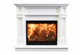 Classic marble burning fireplace isolated on white background Royalty Free Stock Photo