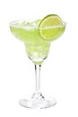 Classic margarita cocktail with lime slice and salty rim Royalty Free Stock Photo