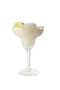 Classic margarita cocktail with lime slice and salty rim. Isolated on white background with clipping path Royalty Free Stock Photo