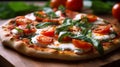 Classic Margherita Pizza with Fresh Tomatoes and Basil Royalty Free Stock Photo