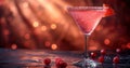 Classic martini glass filled with pink cranberry juice and a citrusy grapefruit slice Royalty Free Stock Photo